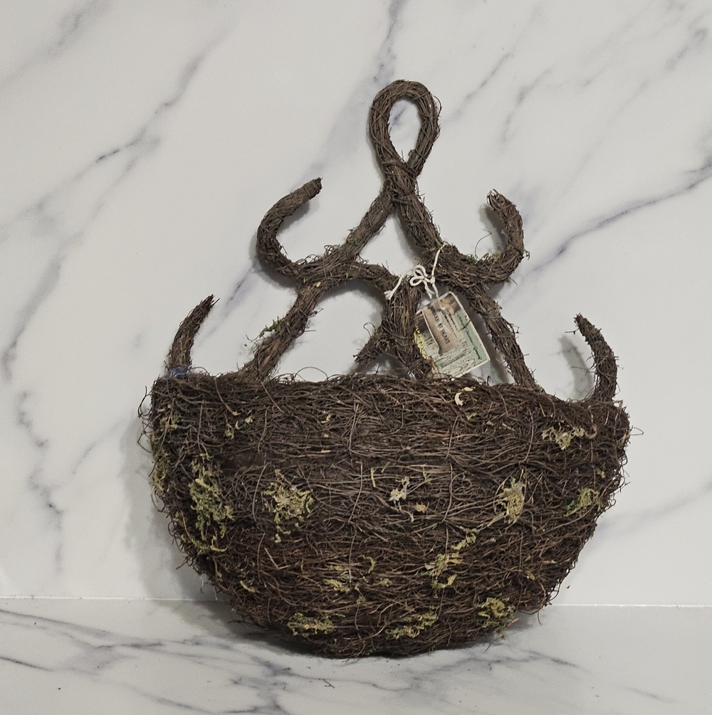NWT - Rustic Hanging Basket with Moss Accents